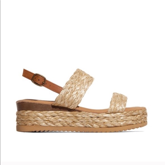Platform Espadrille Sandals in Beige - Picture 2 of 4